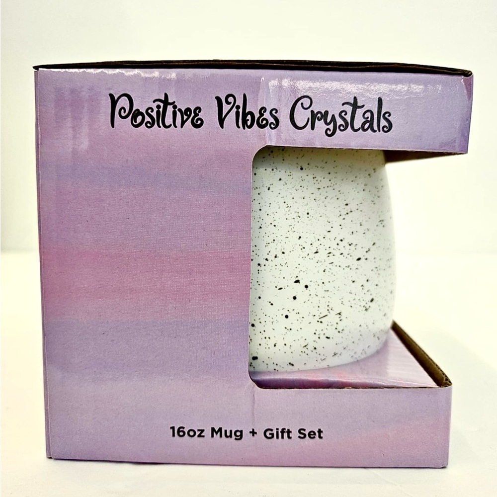 NEW Mug Gift Set with Healing Crystals Positive Vibes Spark Plug Coffee tea 16oz - Picture 4 of 6
